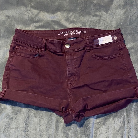 American Eagle Outfitters Pants - American Eagle Burgundy HI-RISE Jean Shorts